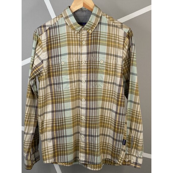 Patagonia Flannel BirdShot Shirt Brown Tan Plaid Men’s Small Button Down 52310 - Picture 1 of 16